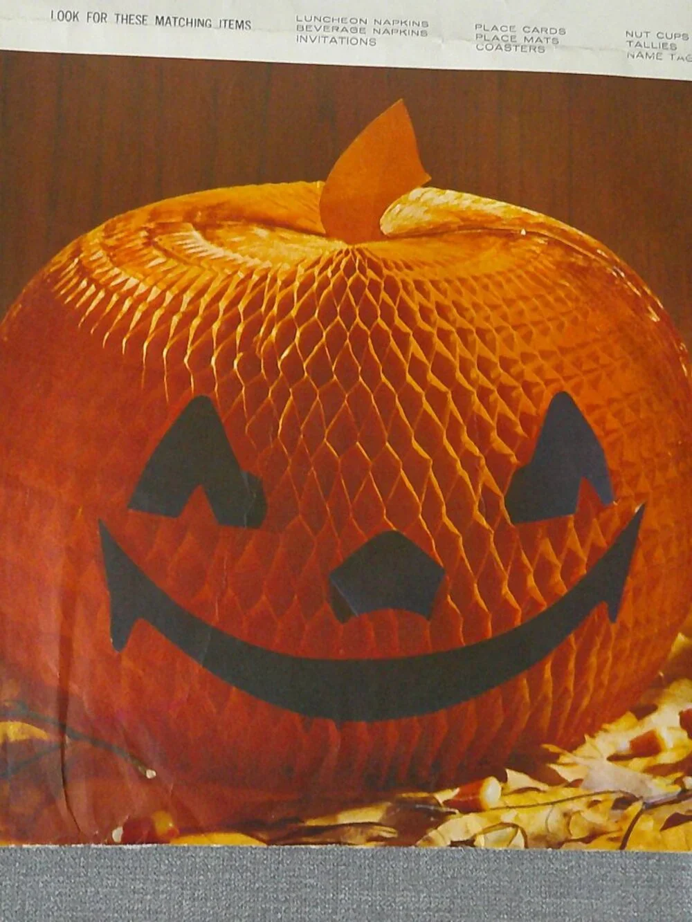 Vintage 1960s Hallmark Plans-a-Party Halloween Pumpkin Honeycomb Centerpiece